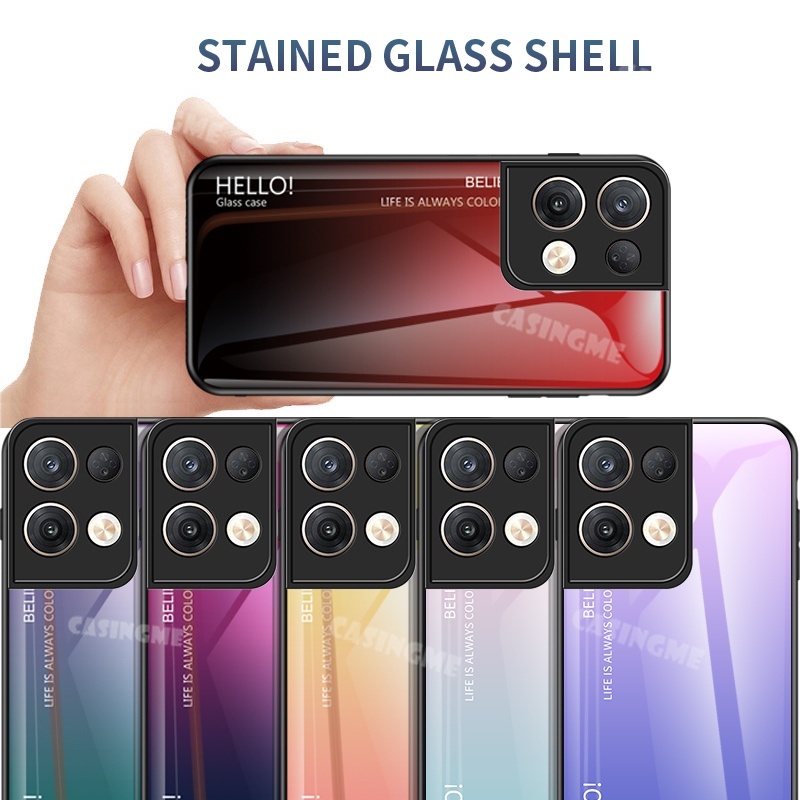 Ốp Điện Thoại Kính Cường Lực Chống Sốc Màu Gradient Cho OPPO Reno 8 5G Reno8 8 7 7Z Reno7 Z pro 5G Reno8 4G 5G