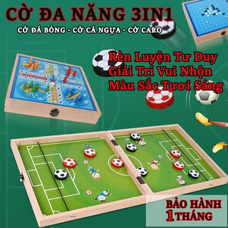 Trò chơi xếp hình, bộ cờ đa năng 3 trong 1 dành cho bé: cờ cá ngựa, cờ bóng đá, cờ caro-cờ vây