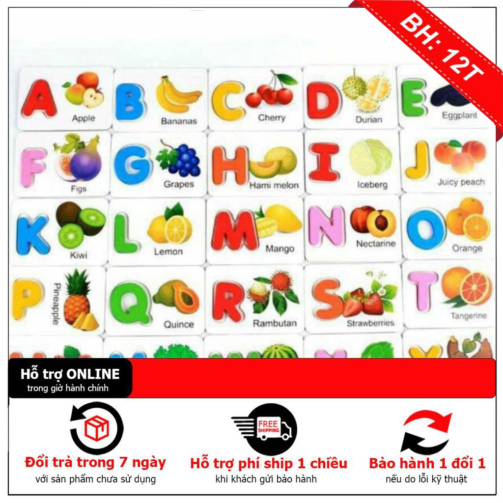 THẺ GHÉP GỖ CHỮ CÁI TIẾNG ANH THÔNG MINH