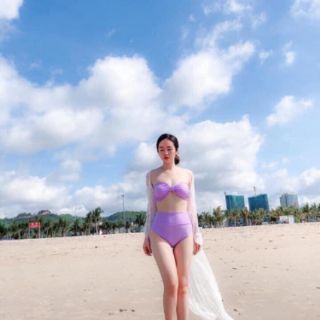 Bikini áo nơ ngực, quần bikini cạp cao