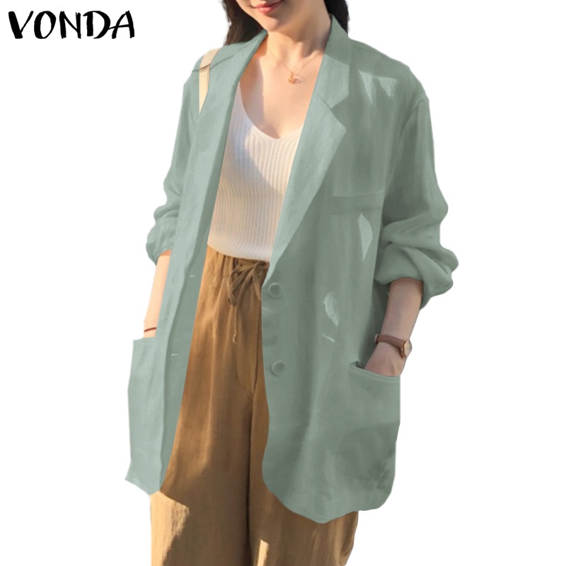 Áo khoác Blazer VONDA dành cho nữ thiết kế tay dài cổ bẻ phong cách quý cô đi làm cơ bản mùa xuân thu Hàn Quốc | BigBuy360 - bigbuy360.vn