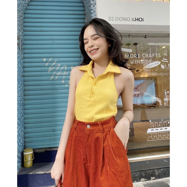 GingerBear - Áo Cổ Polo Hở Lưng - Polo Halter Croptop