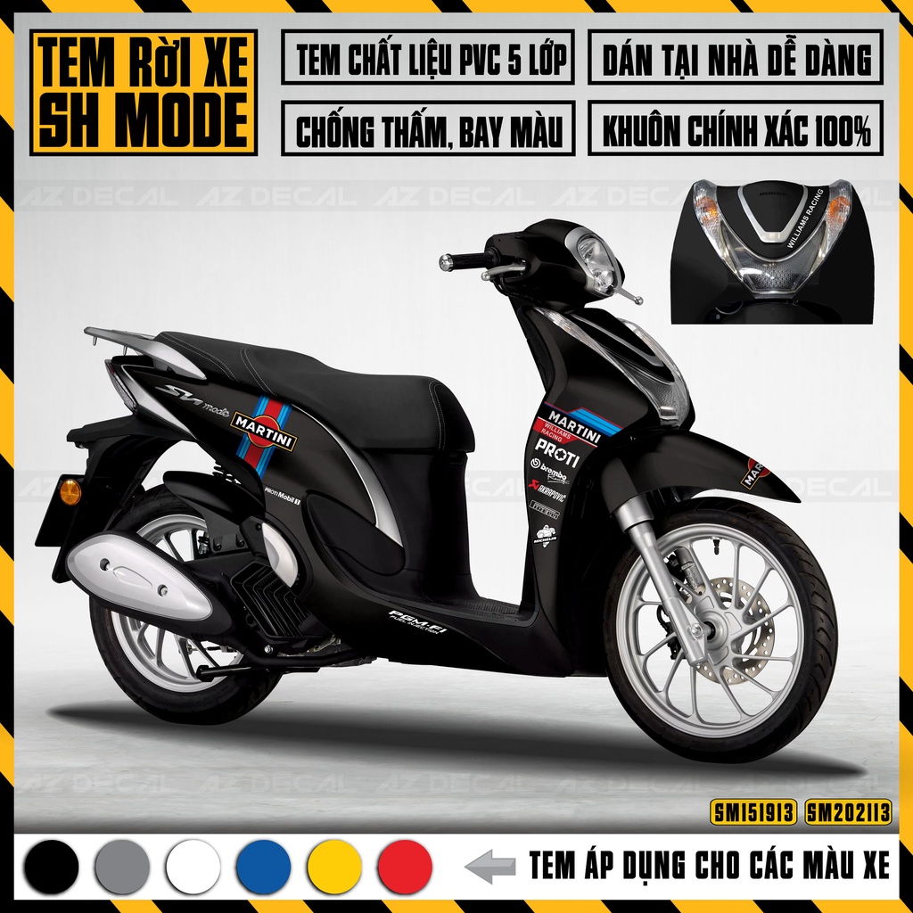 Tem Xe SH Mode Mẫu Martini | SM13 | Decal Dán SH Nữ Đẹp Đời 2015 - 2019 Và 2020 - 2021, Tem Rời Dễ Dán