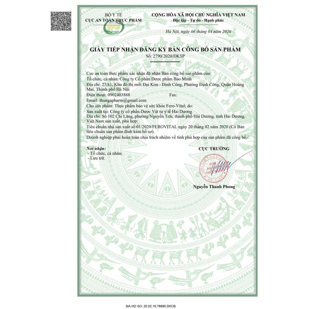 Viên Sắt FeroVital cho người thiếu máu Hộp 30 viên Chính Hãng Date mới
