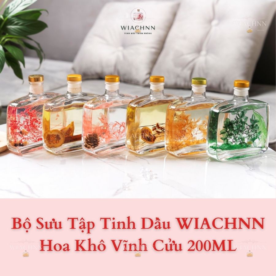 (Chai Lớn 200ML) Tinh Dầu Thơm Thiên Nhiên WIACHNN Hoa Khô Vĩnh Cửu Que Gỗ Tự Khuếch Tán Hương Khử Mùi B200