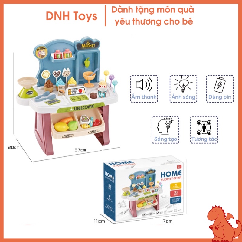 Đồ chơi bán hàng siêu thị, quầy kem kèm xe đẩy tiện lợi hiệu ứng âm thanh cho bé,đồ chơi nhập vai,đồ chơi cho bé