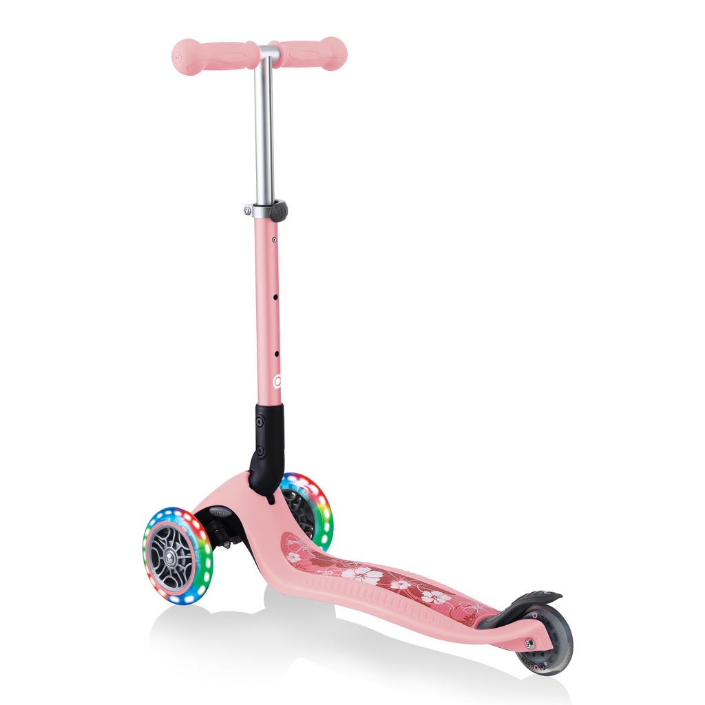 Xe trượt scooter 3 bánh gấp gọn có bánh xe phát sáng Globber Junior Fantasy từ 2- 6 tuổi - Hồng Pastel có họa tiết