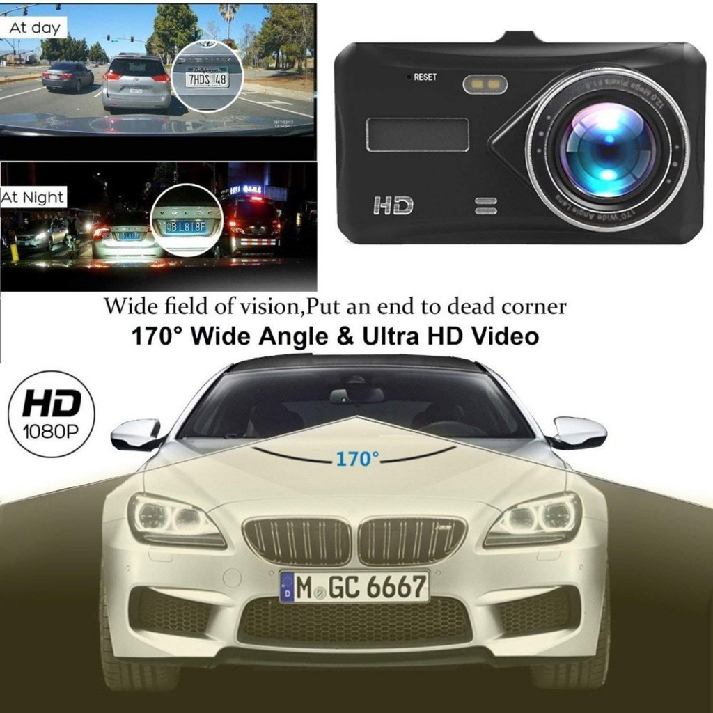 Camera hành trình ô tô Ống kính kép 4 inch Car DVR 1080P trước sau Dual Lens hỗ trợ full HD - tích hợp màn hình cảm ứng