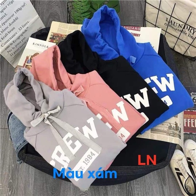 Áo hoodie CREW ép nổi LN12 (HÀNG CHÁT LƯỢNG ) nỉ ngoại