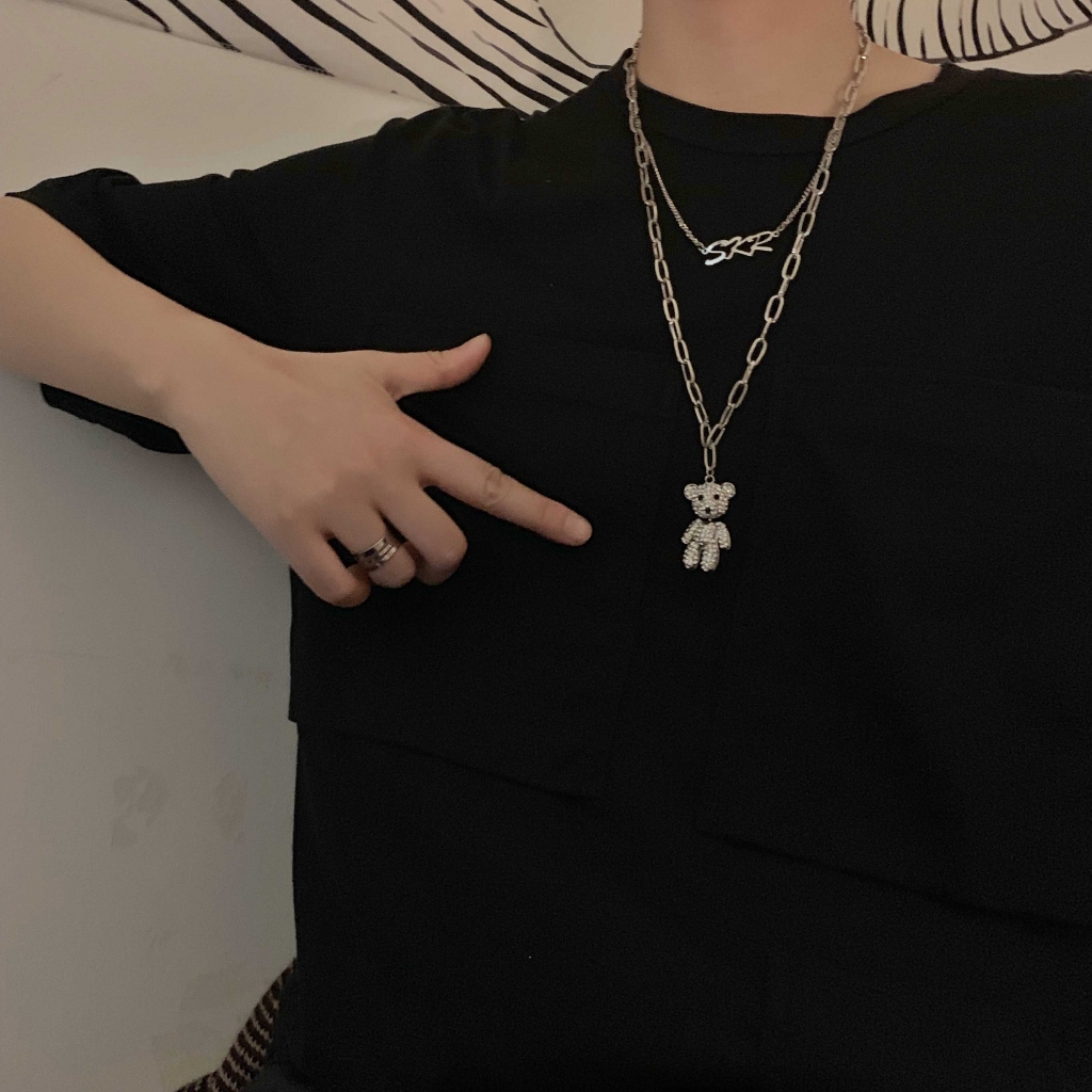 Dây Chuyền Nhiều Lớp Mặt Hình Gấu Phong Cách Retro 2266