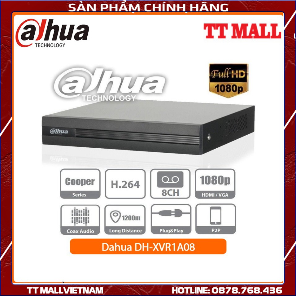 {Giá Hủy Diệt} Đầu ghi hình camera HDCVI 8 kênh Dahua DH-XVR1A08 - hàng chính hãng - bảo hành 12 tháng .