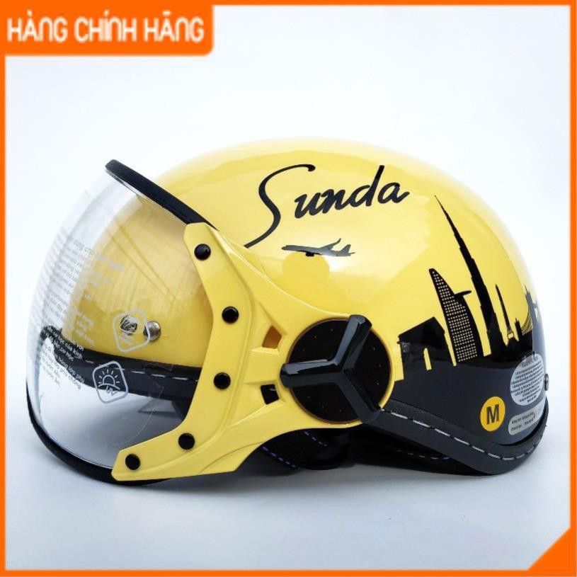 Mũ bảo hiểm nửa đầu có kính Sunda 180B tem (nhiều màu)