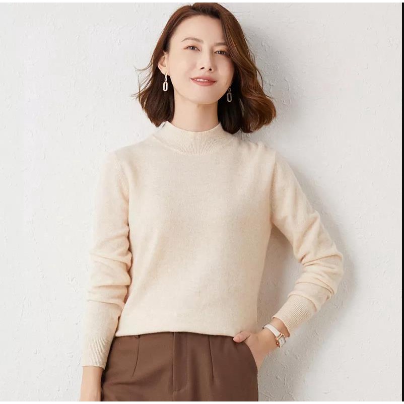 NUZIRO  Áo len cổ lọ dáng rộng thời trang