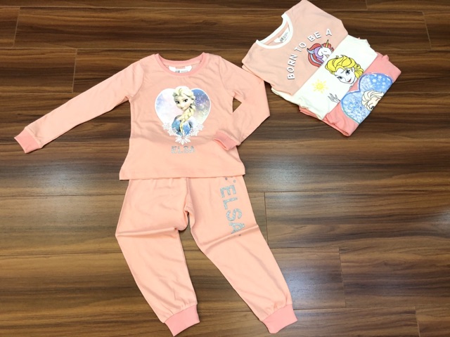 Bộ cotton dài tay bé gái