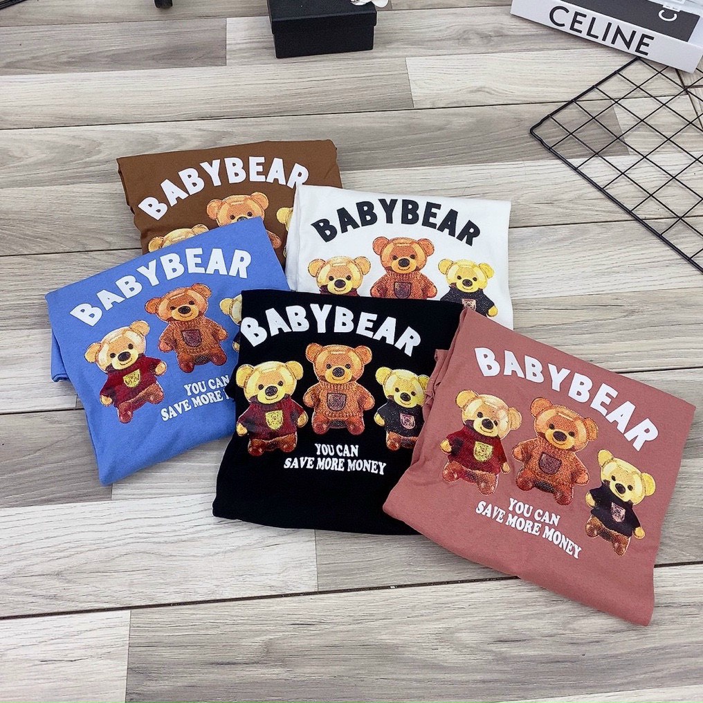 Áo phông unisex tay lửng Gấu Baby Bear đẹp hàng chuẩn Quảng Châu 3158 cao cấp thời trang nam nữ giá rẻ