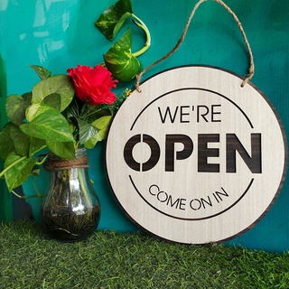 Bảng treo Open - Closed bằng gỗ 2 mặt