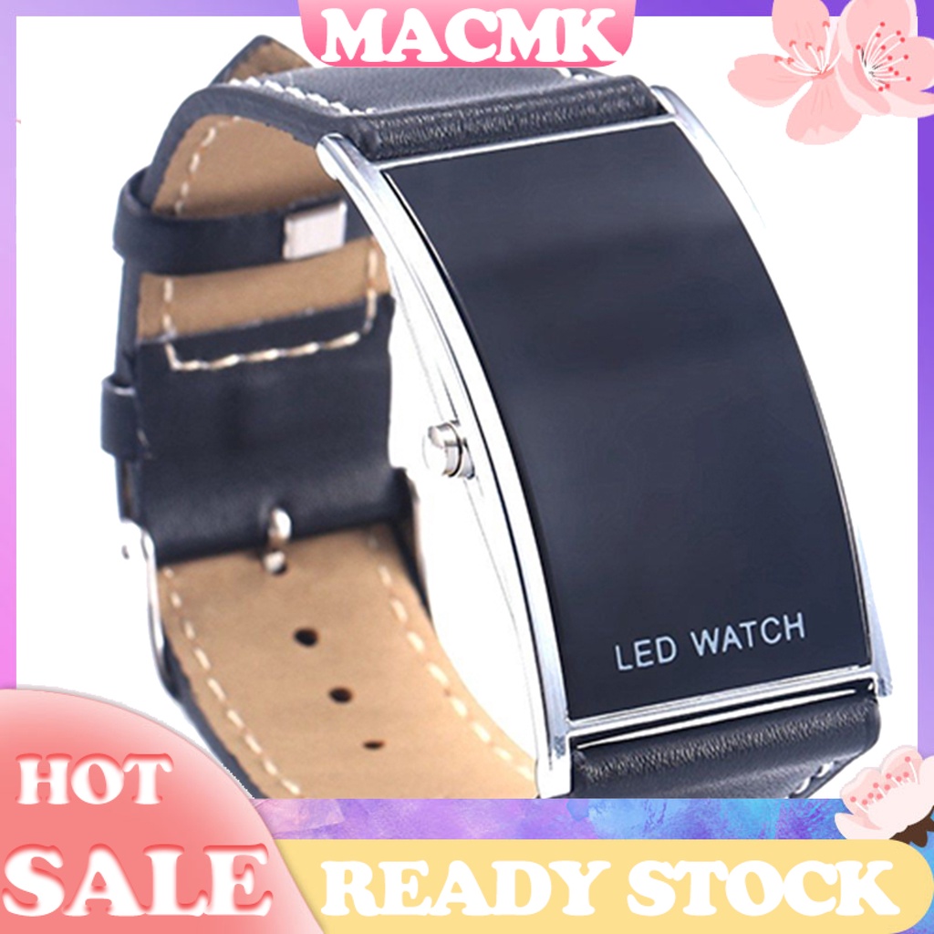 MACmk Wristwatch LED Digital Men Date Indicator Rectangle Watch for Dating