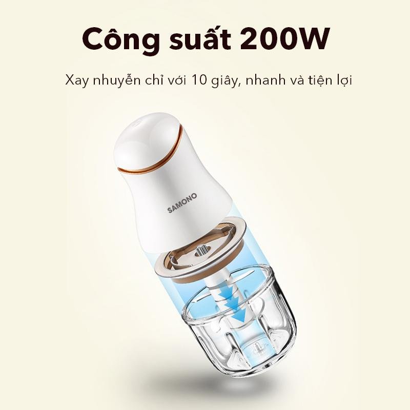 Máy xay ăn dặm đa năng SAMONO công suất mạnh mẽ 200W, sản xuất tại Indonesia - BH 12 tháng