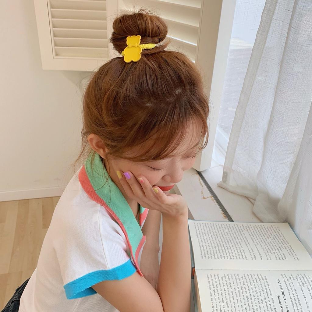 Scrunchies Cột Tóc Nhỏ LIN Đính Hình Gấu Đáng Yêu
