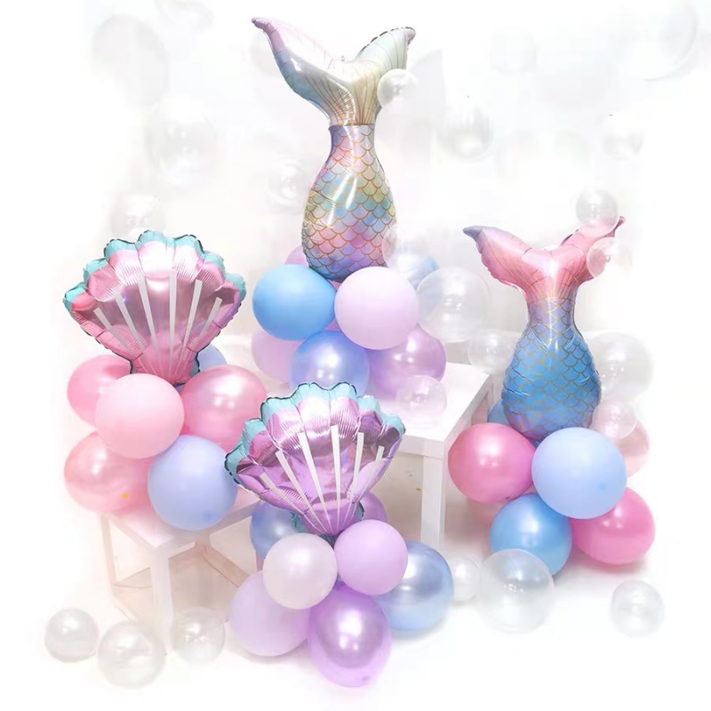 Set 9 bong bóng hình đuôi nàng tiên cá dành cho trang trí