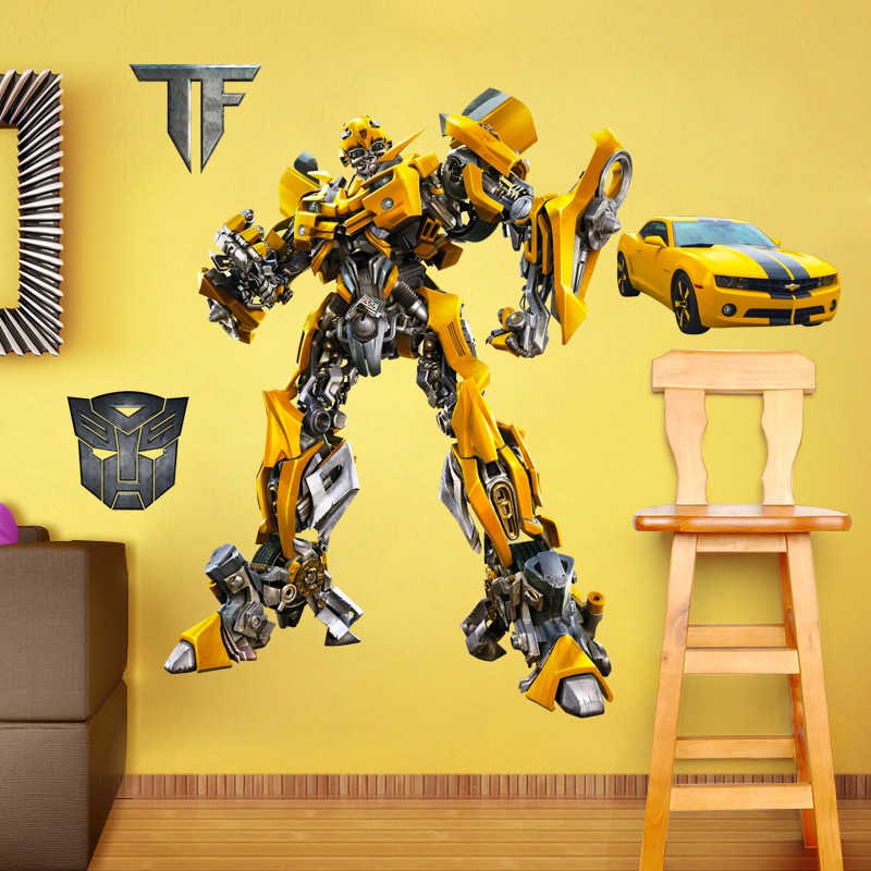 ▧Người vận chuyển Hornet Dán tường Optimus Prime Robot Xe hơi Hoạt hình Anime trang trí phòng cho trẻ em <