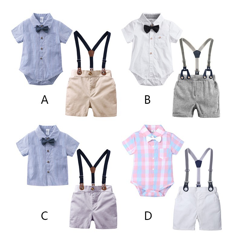 Set áo sơ mi / áo liền quần + quần yếm đáng yêu cho bé trai