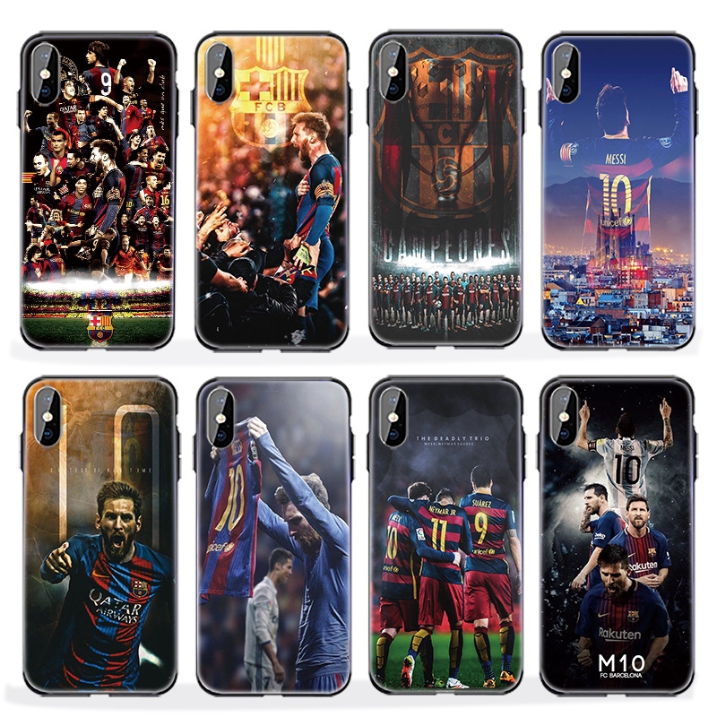 Ốp Điện Thoại Mặt Kính Chống Trầy Hình Cầu Thủ Messi Cho Iphone 6s / 7plus / 8 / X / Xr / Xs Max