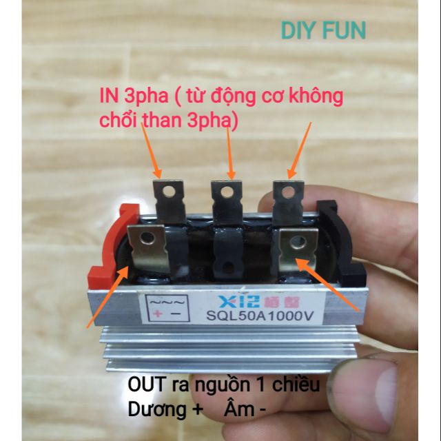 Diot cầu chỉnh lưu VÀO 3 pha RA DC 1 chiều 50A 1000v