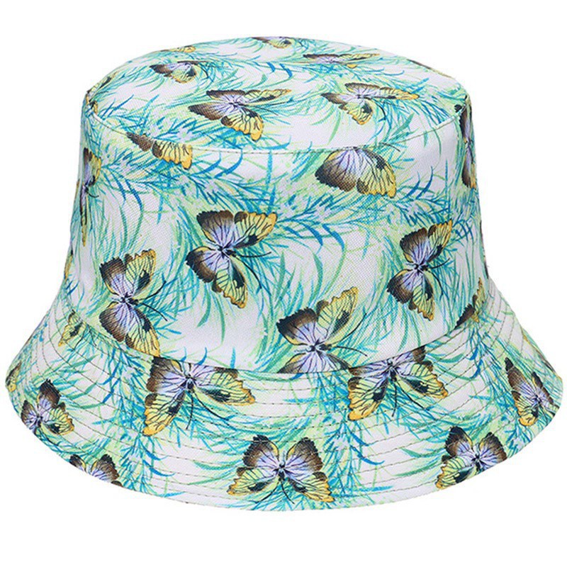 Women Butterfly Double Sided Embroidery Autumn Winter Bucket Hat Foldable Sun Hat Cap Hip Hop Fishing Cap Outdoor Hat Gift|Women's Bucket Hats