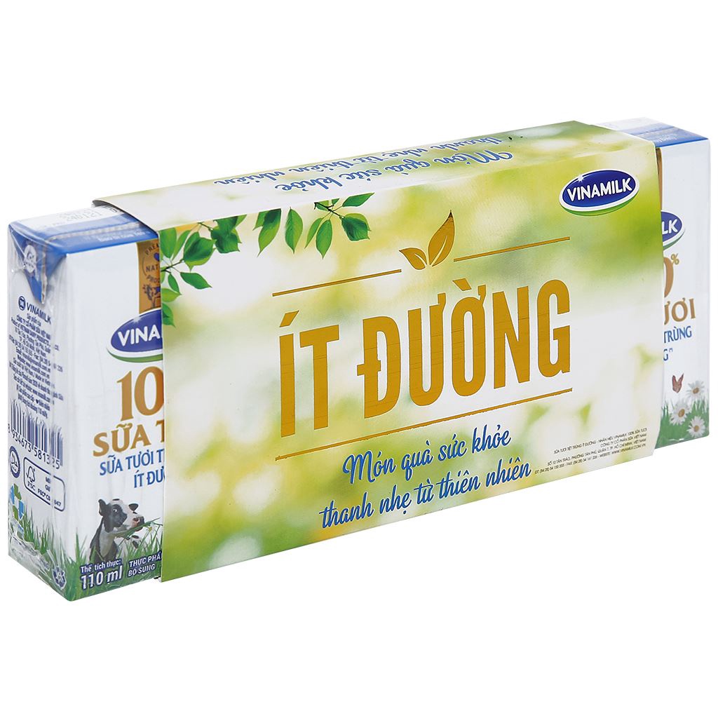 Thùng 48 Hộp Sữa Tươi Tiệt Trùng VINAMILK 100% Ít Đường 110ml