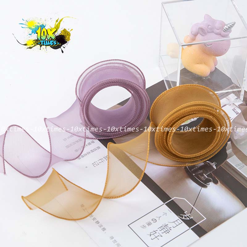 Ruy băng voan lụa viền sóng bản 4cm nhiều màu làm nơ cột tóc  trang tri hộp quà tặng