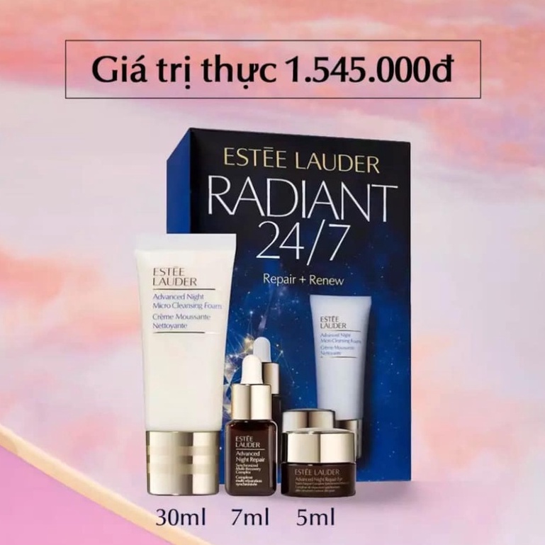 Set Dưỡng Da Esstee Lauder Radiant 24/7 Repair + Renew (Sữa rửa mặt 30ml - Serum 7ml - Kem mắt 5ml)