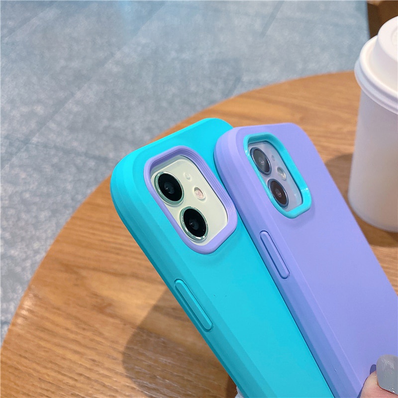Ốp điện thoại silicon mềm hai lớp 3 trong 1 chống sốc cho iPhone 13 12 11 Pro Max XR XS Max X 6 6S 7 8 Plus 13