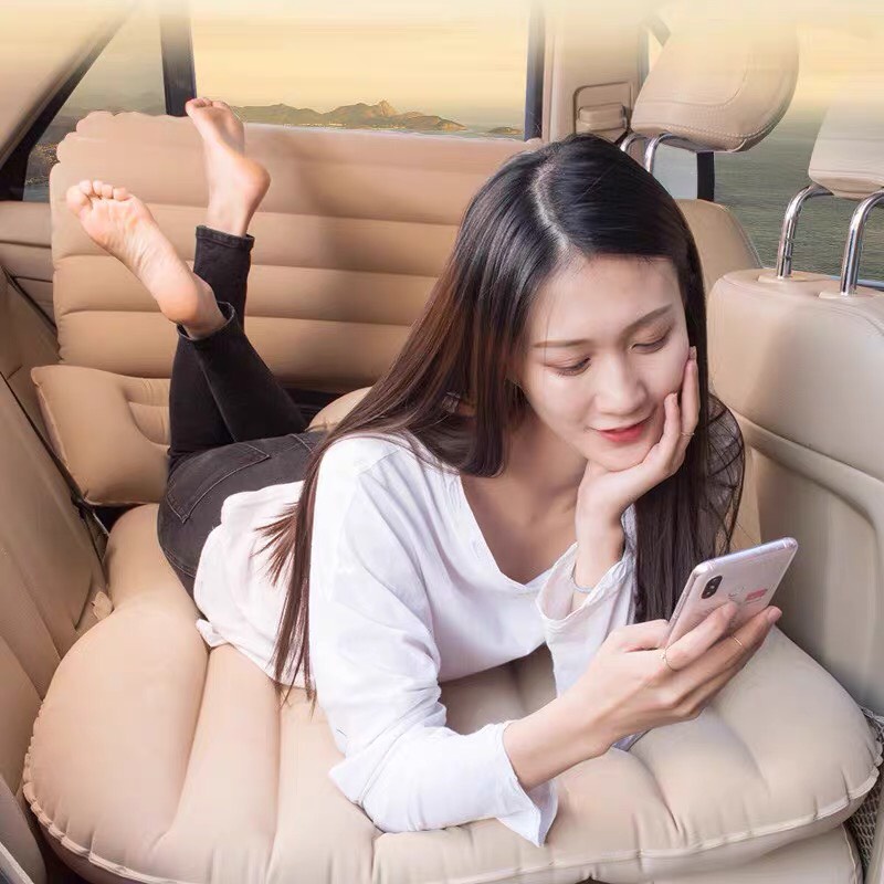 Nệm hơi chất cao su mặt nhung cao cấp sử dụng trên xe hơi kích thước 135 x 45 x 85cm tặng kèm bơm