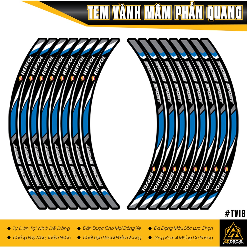 [TỔNG HỢP] Tem Dán Vành Xe Máy Honda Phản Quang Cực Chất | Decal Dán Mâm Xe Air Blade, Winner X, Wave A, SH, Future,...