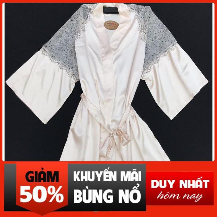 Áo choàng ngủ satin mềm mịn nhẹ size XS tương đương S đẹp