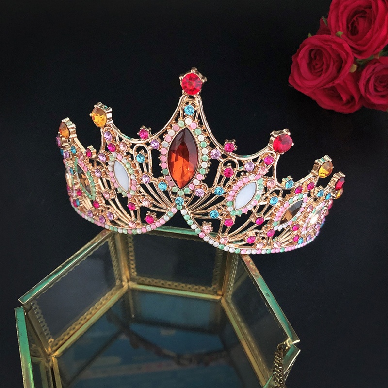 Cài Tóc Hình Vương Miện Đính Đá Pha Lê Nhiều Màu Dành Cho Cô Dâu
