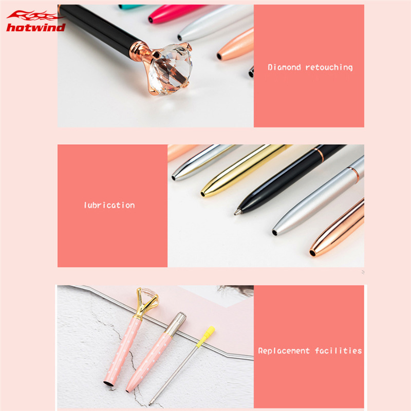 Bút bi thiết kế gắn viên kim cương pha lê giả thời trang cho trường học/văn phòng