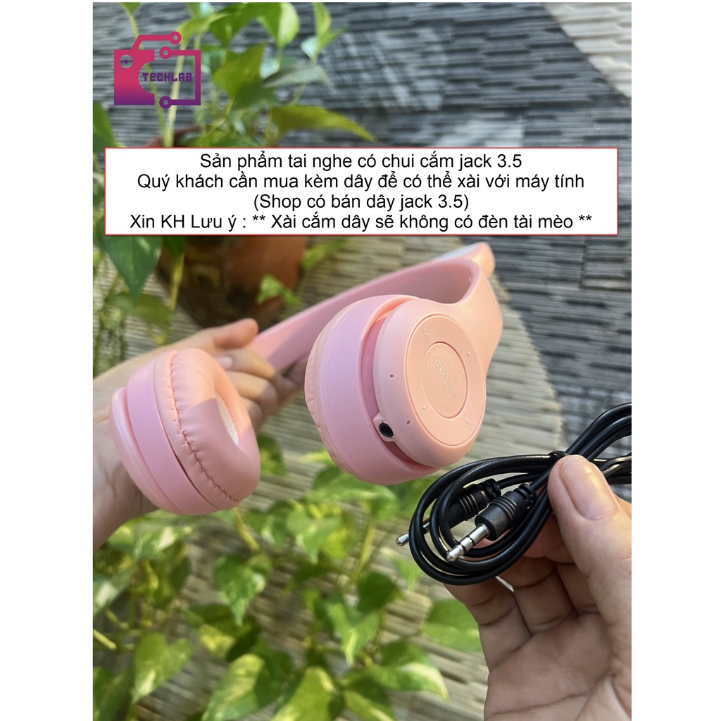 [Video] Tai Nghe Tai Mèo Không Dây Kết Nối Bluetooth P47 Có Khe Cắm Thẻ Nhớ