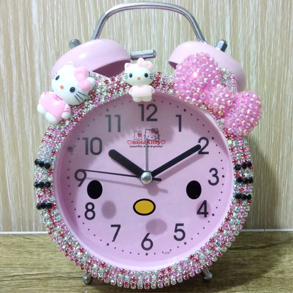 Đồng hồ báo thức hình hello kitty sáng tạo chống ồn dành cho trẻ nhỏ