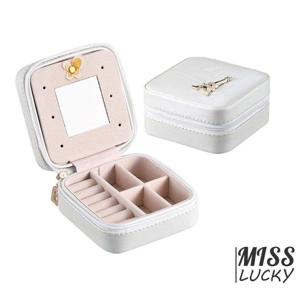 Hộp đựng đồ trang sức 10*10*5cm bằng PU nhỏ gọn tiện dụng