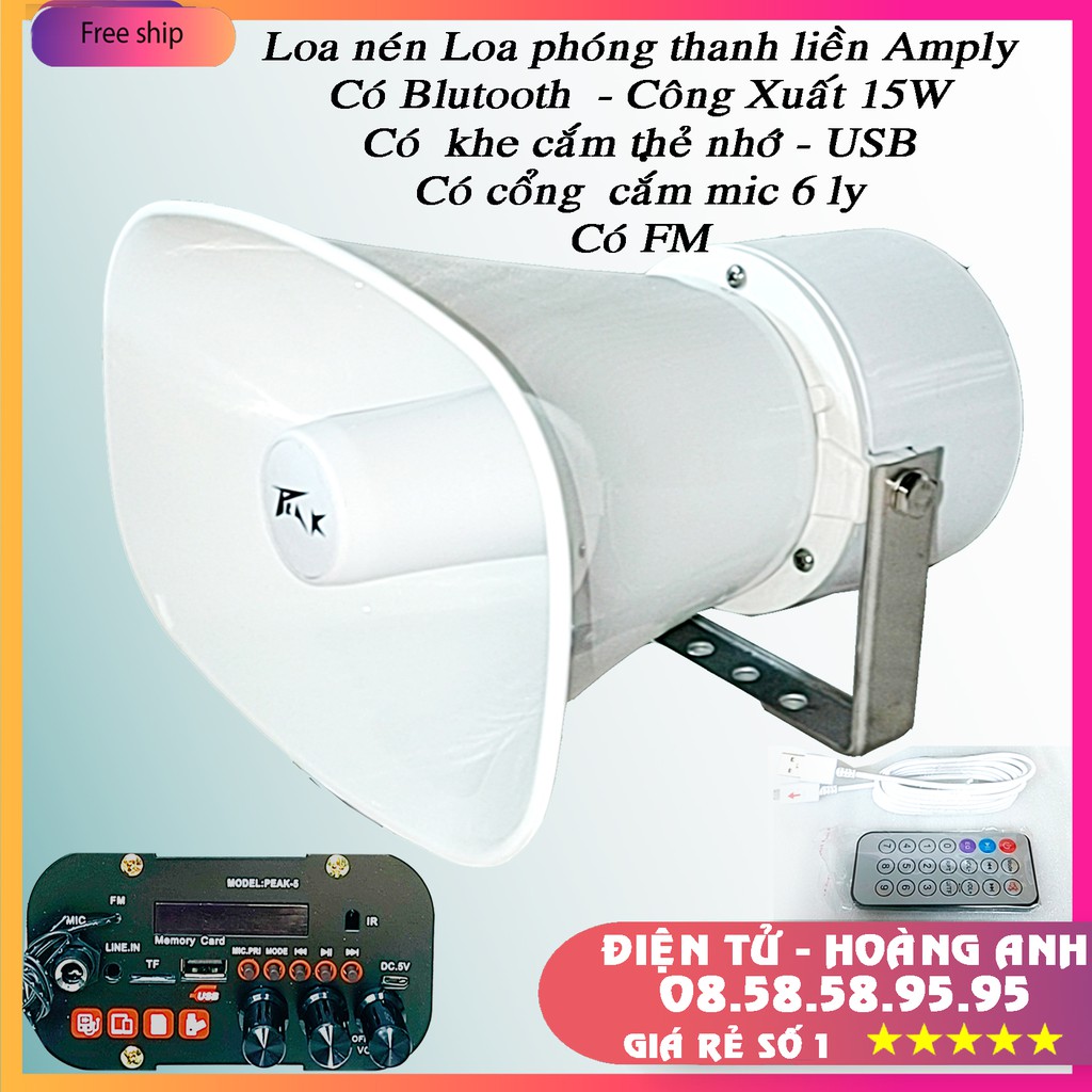 Loa nén liền amply 15W - loa phóng thanh - Loa bán hàng rong - loa rao có BLUTOOTH - THẺ NHỚ USB - CÓ Ổ CẮM MÍC