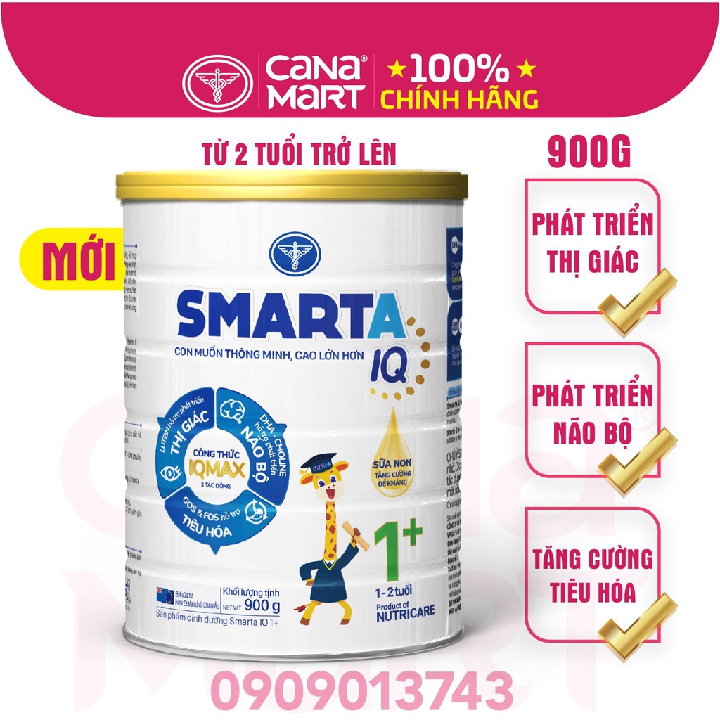 Sữa bột Nutricare Smarta IQ 1+ giúp trẻ phát triển trí não (900g)