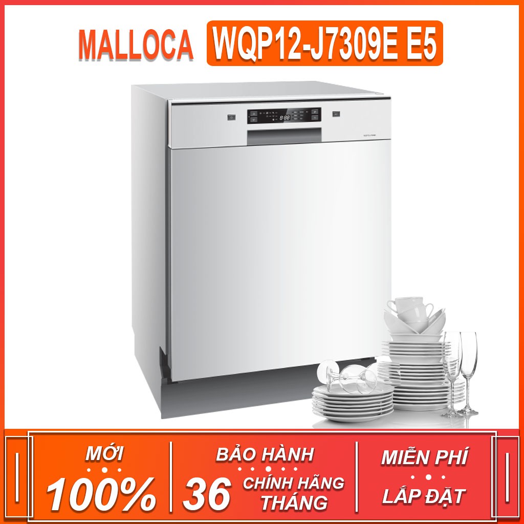 Máy rửa bát âm tủ Malloca WQP12-J7309E E5 , 7 chương trình rửa ( Xuất sứ P.R.C - Bảo hành 36 tháng )