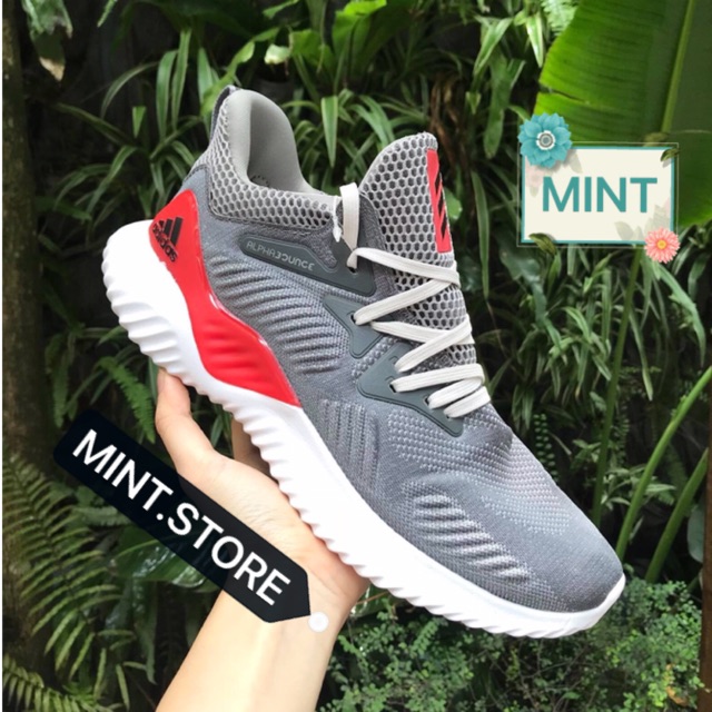 ( Video cận cảnh ) Giày thể thao Sneaker Alpha Bounce Xám Đỏ