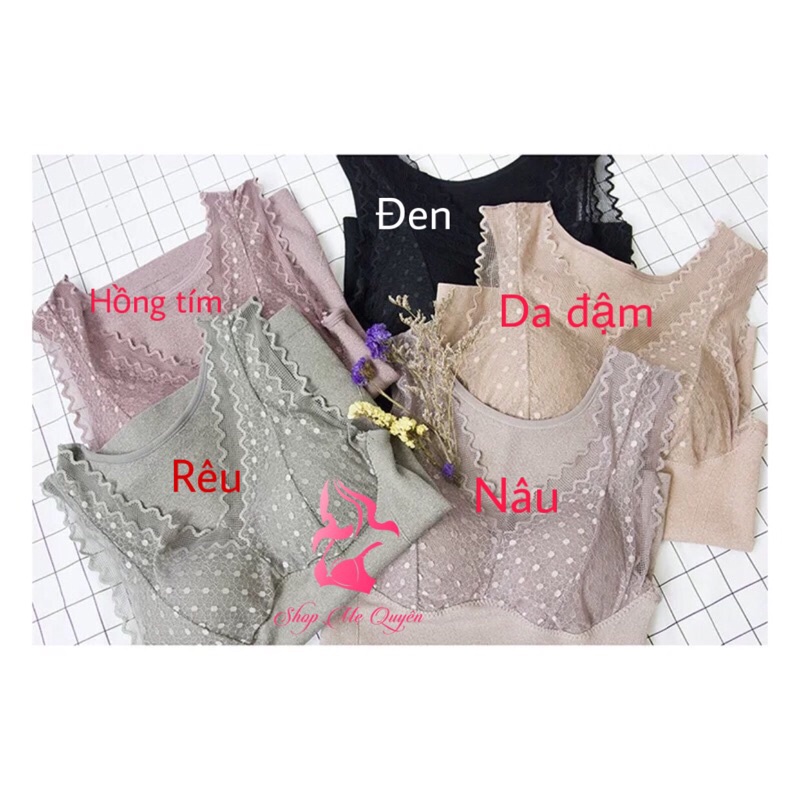Áo Bra giữ nhiệt chất len dày dặn, phối chấm bi nhẹ nhàng- chất liệu co dãn không bai dão