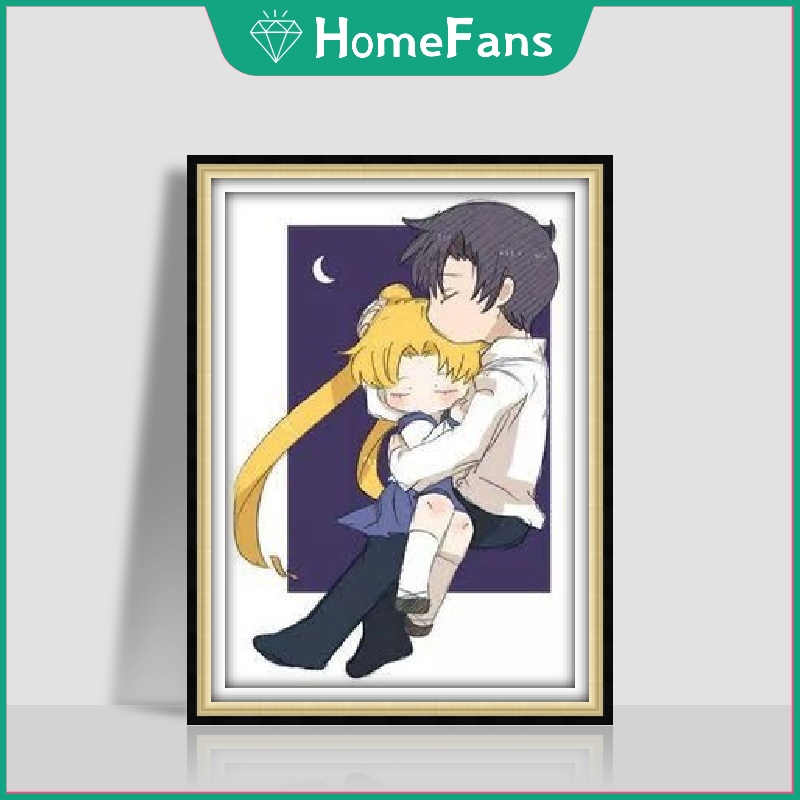 Bộ Tranh Đính Đá 5D Họa Tiết Thủy Thủ Mặt Trăng Độc Đáo Kích Thước 30x40cm/40x50cm