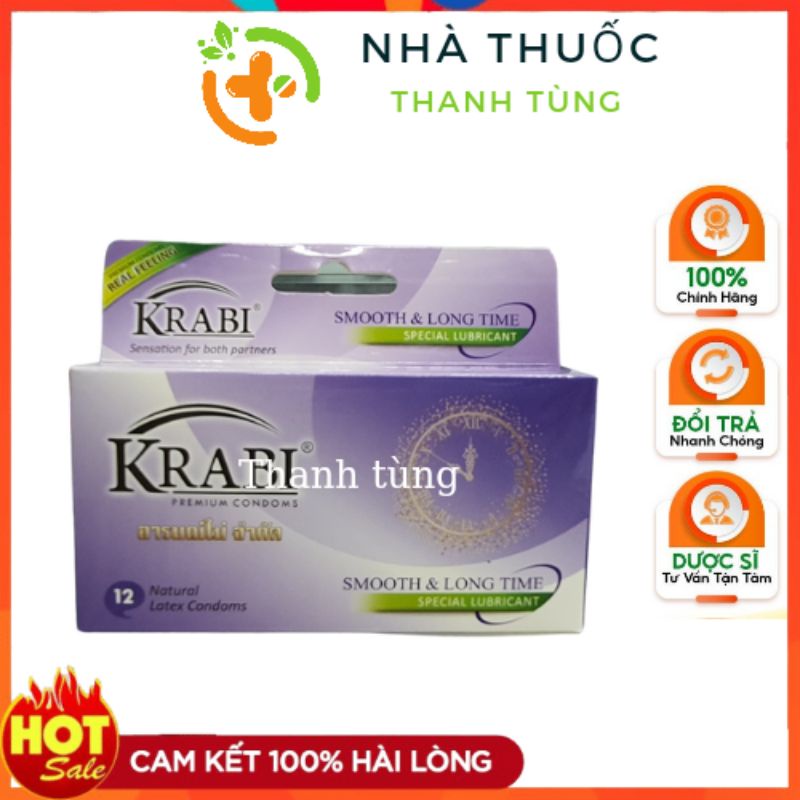 Bao cao su Krabi thái lan - Bcs gân gai siêu mỏng , kéo dài thời gian bôi trơn hộp 12 chiếc đủ màu, Đủ loại_NTTT
