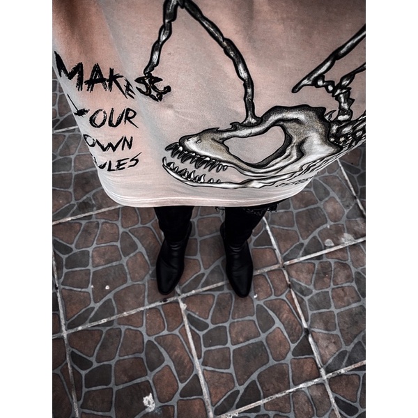 Áo Thun Oversize REMAKER Anglerfish Tee Unisex - Kem - Local Brand Chính Hãng