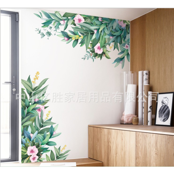 link 2 tranh dán decor nhà cửa, quán cafe, background chụp ảnh hình hoa lá. decal dán trang trí tường, tủ lạnh, tủ đồ